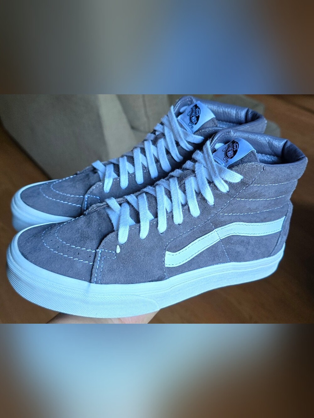 Sz 6.0 Men's/7.5 Women's VANS SK8-HI Suede 'Grey/Snow White